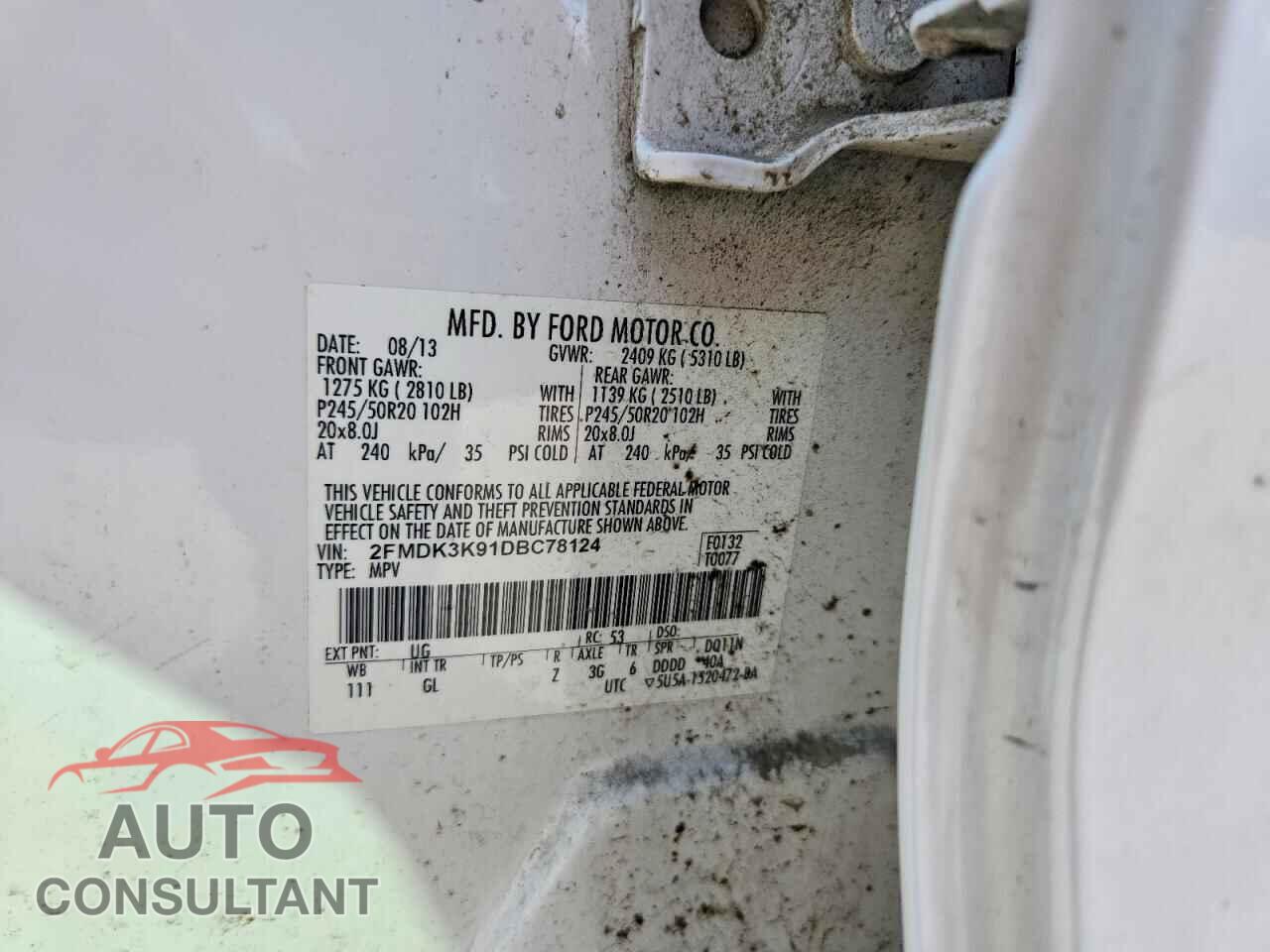 FORD EDGE 2013 - 2FMDK3K91DBC78124