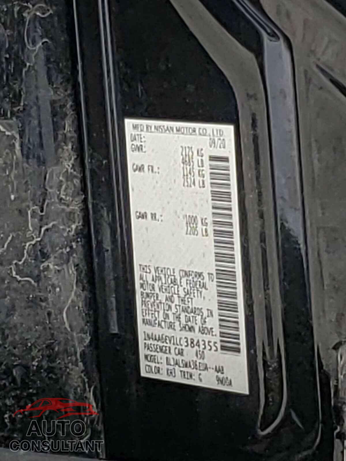NISSAN MAXIMA 2020 - 1N4AA6EV1LC384355