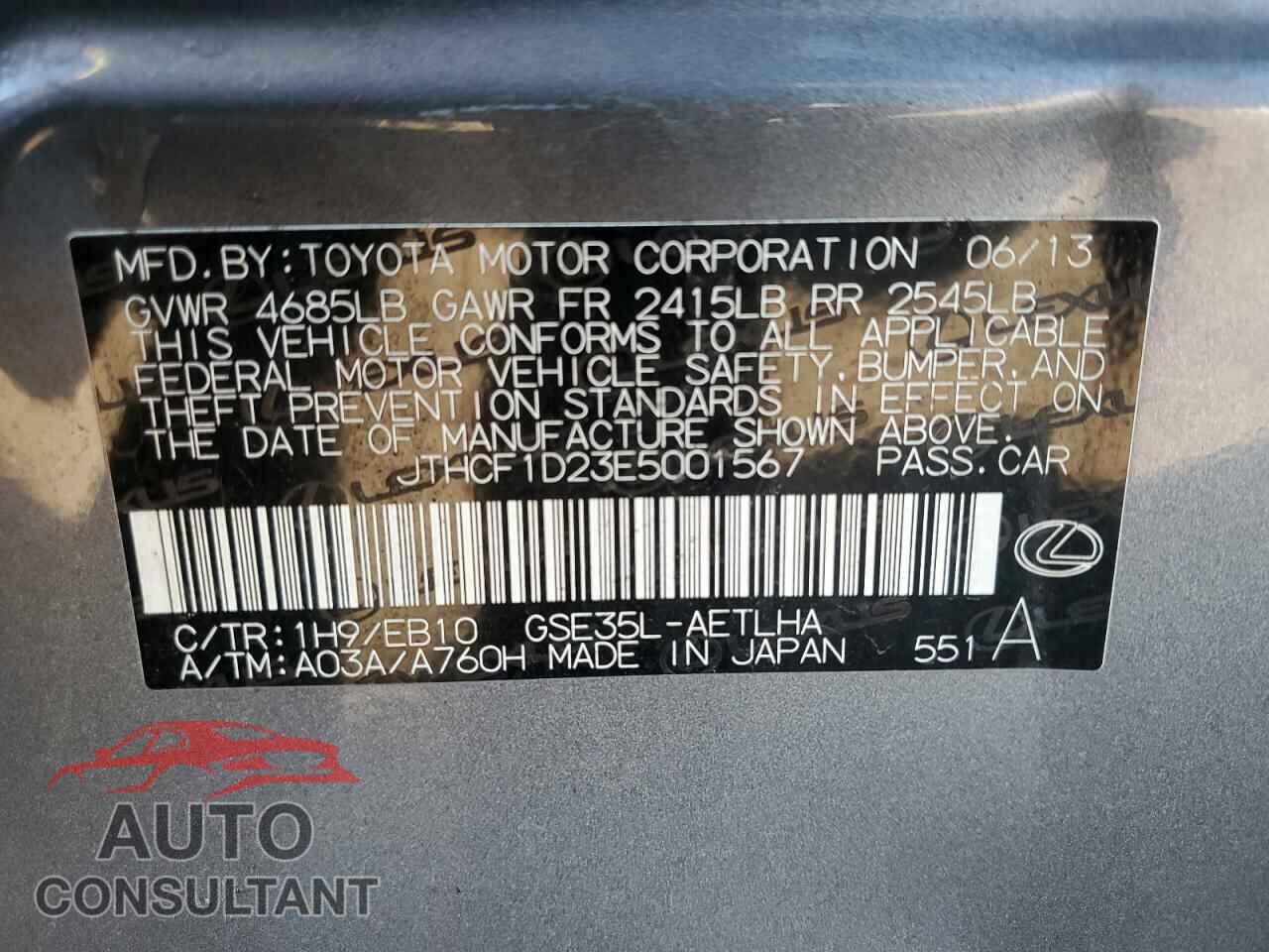LEXUS IS 2014 - JTHCF1D23E5001567