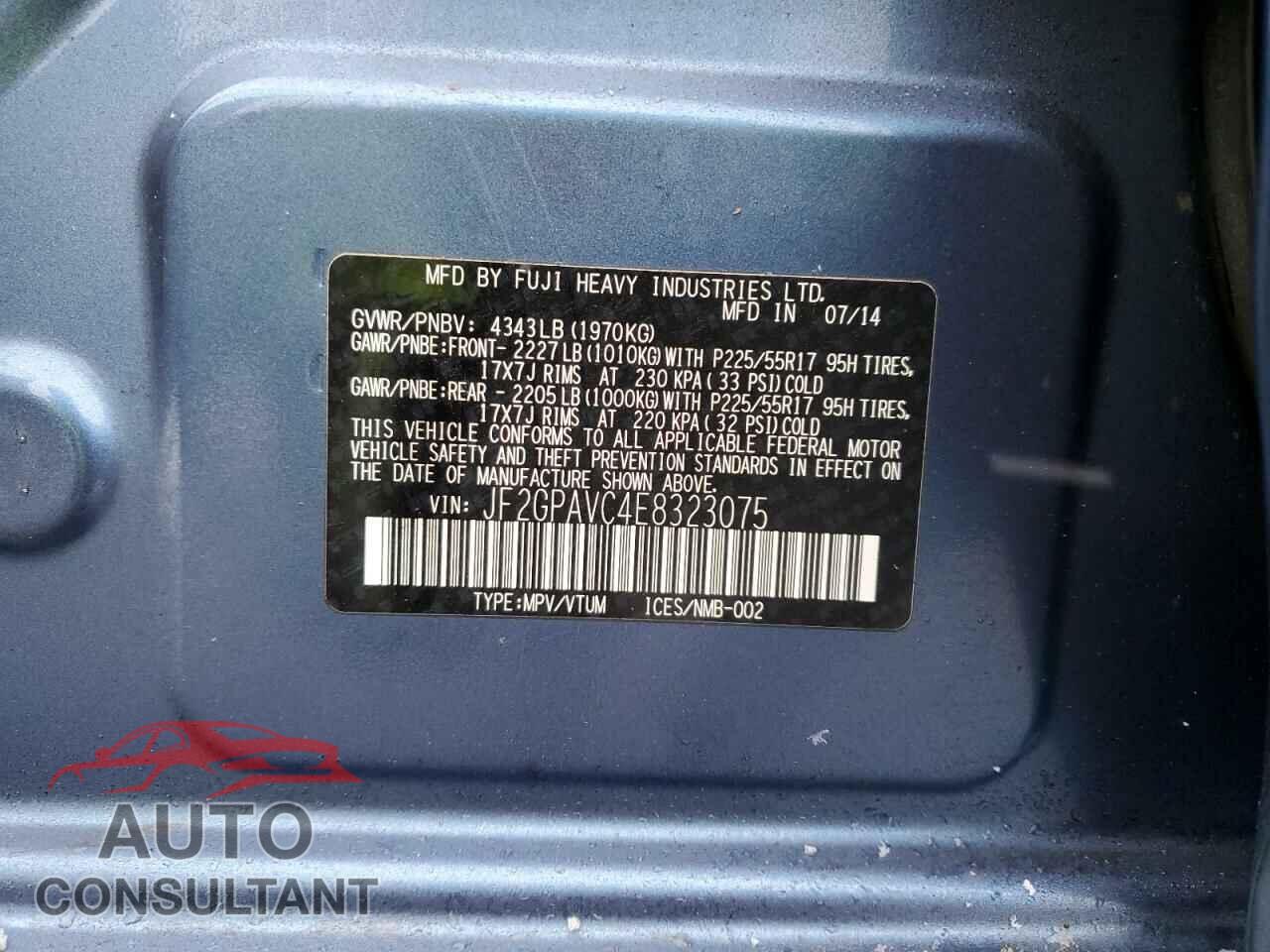 SUBARU XV 2014 - JF2GPAVC4E8323075