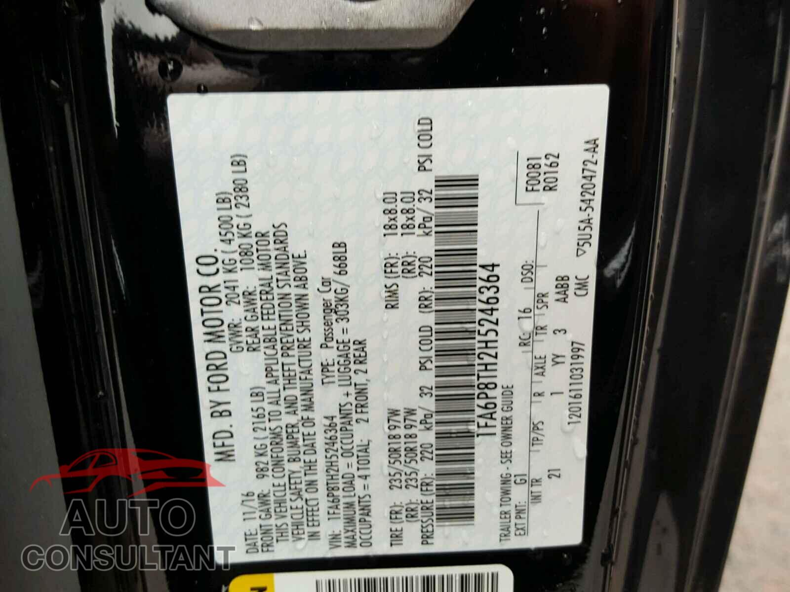 FORD MUSTANG 2017 - 1FA6P8TH2H5246364