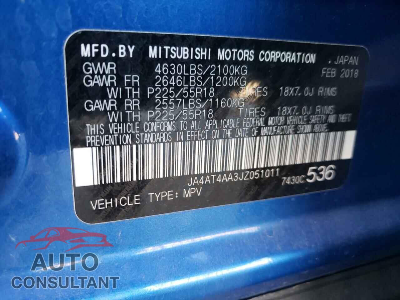 MITSUBISHI ECLIPSE 2018 - JA4AT4AA3JZ051011