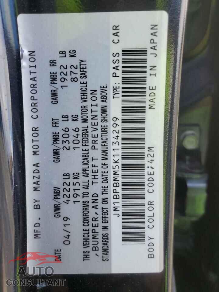 MAZDA 3 2019 - JM1BPBMM5K1134299