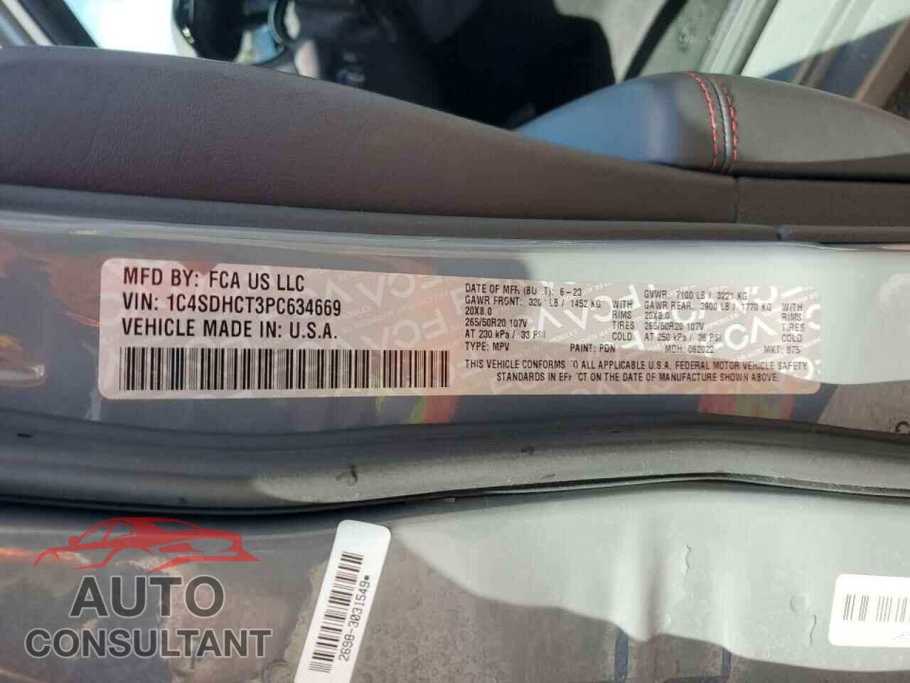 DODGE DURANGO 2023 - 1C4SDHCT3PC634669