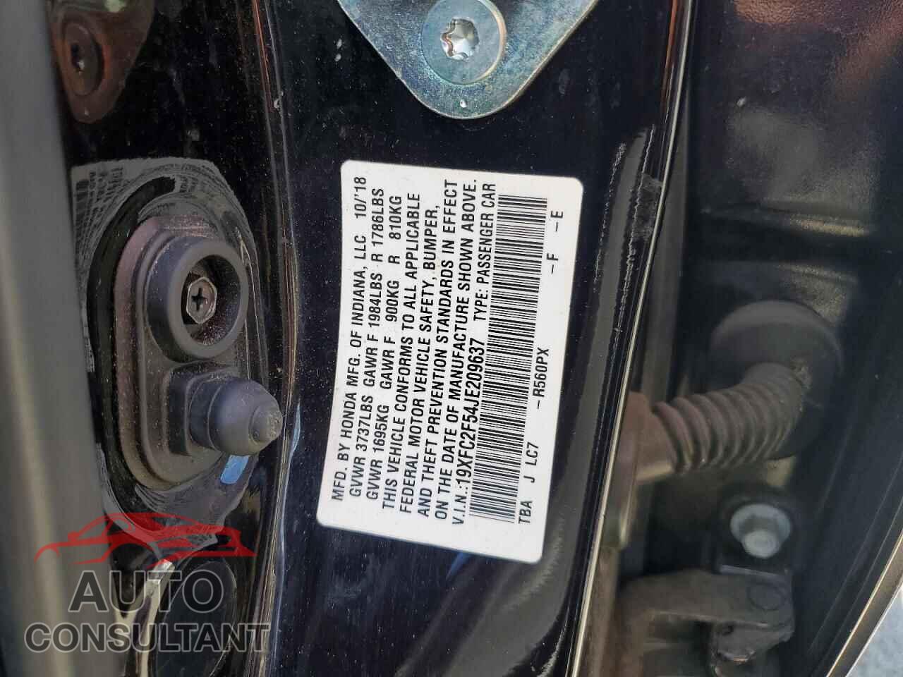 HONDA CIVIC 2018 - 19XFC2F54JE209637