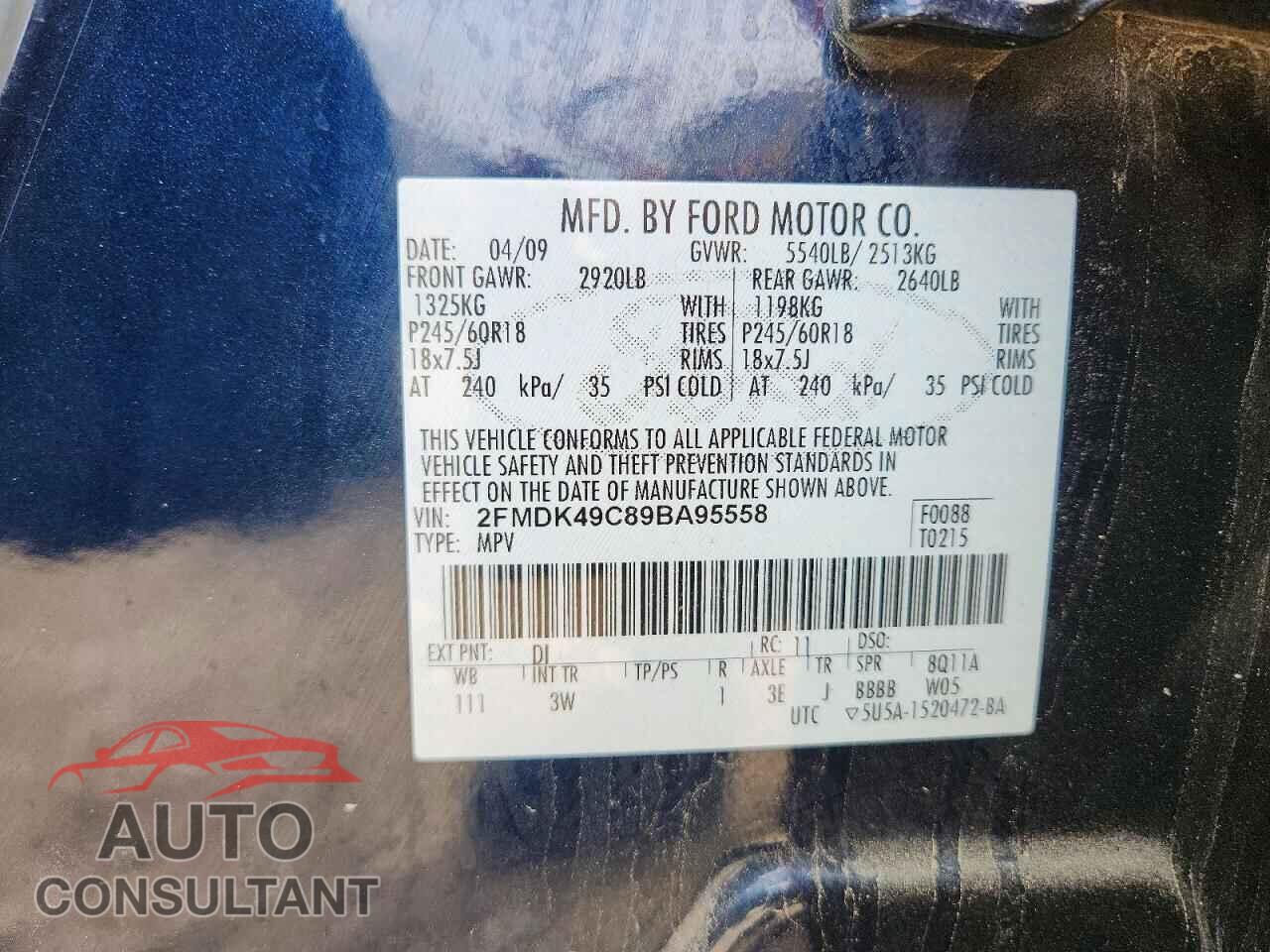 FORD EDGE 2009 - 2FMDK49C89BA95558