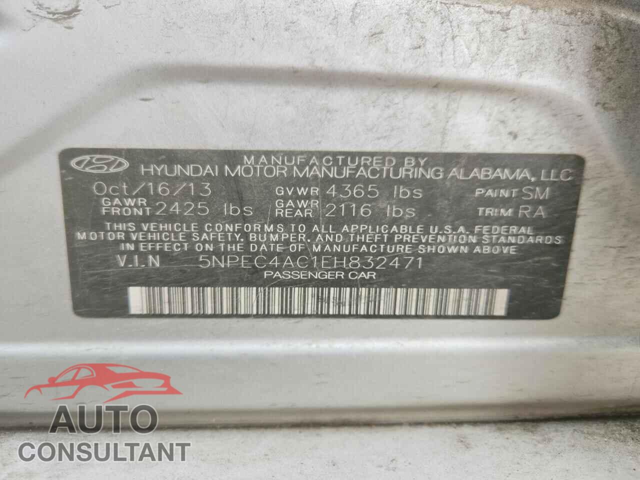 HYUNDAI SONATA 2014 - 5NPEC4AC1EH832471