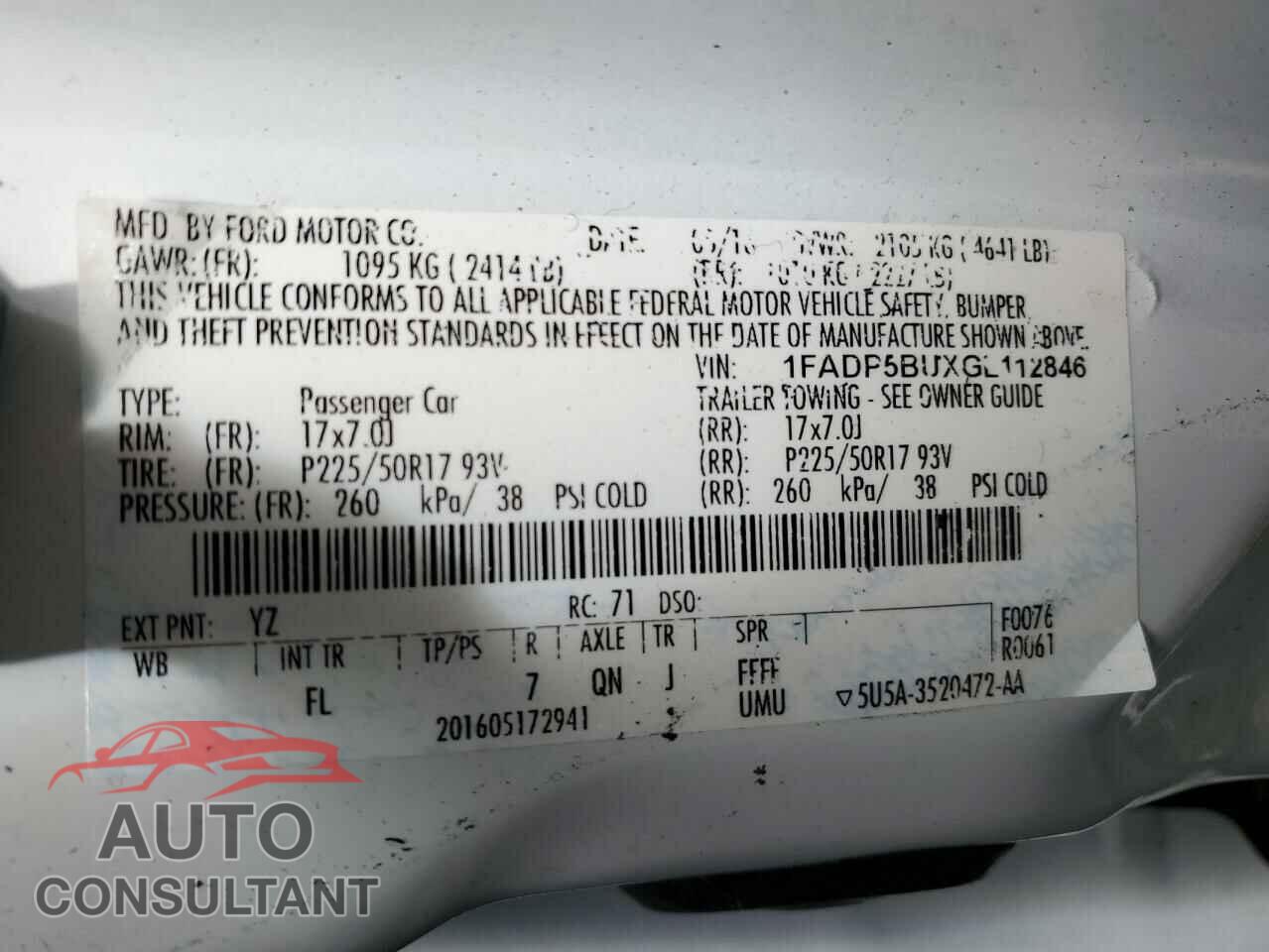 FORD CMAX 2016 - 1FADP5BUXGL112846