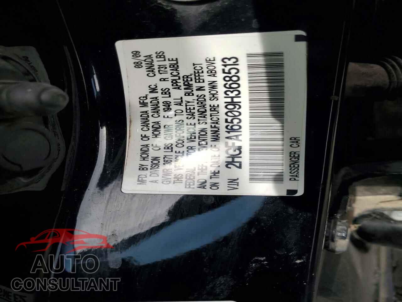 HONDA CIVIC 2009 - 2HGFA16509H368513