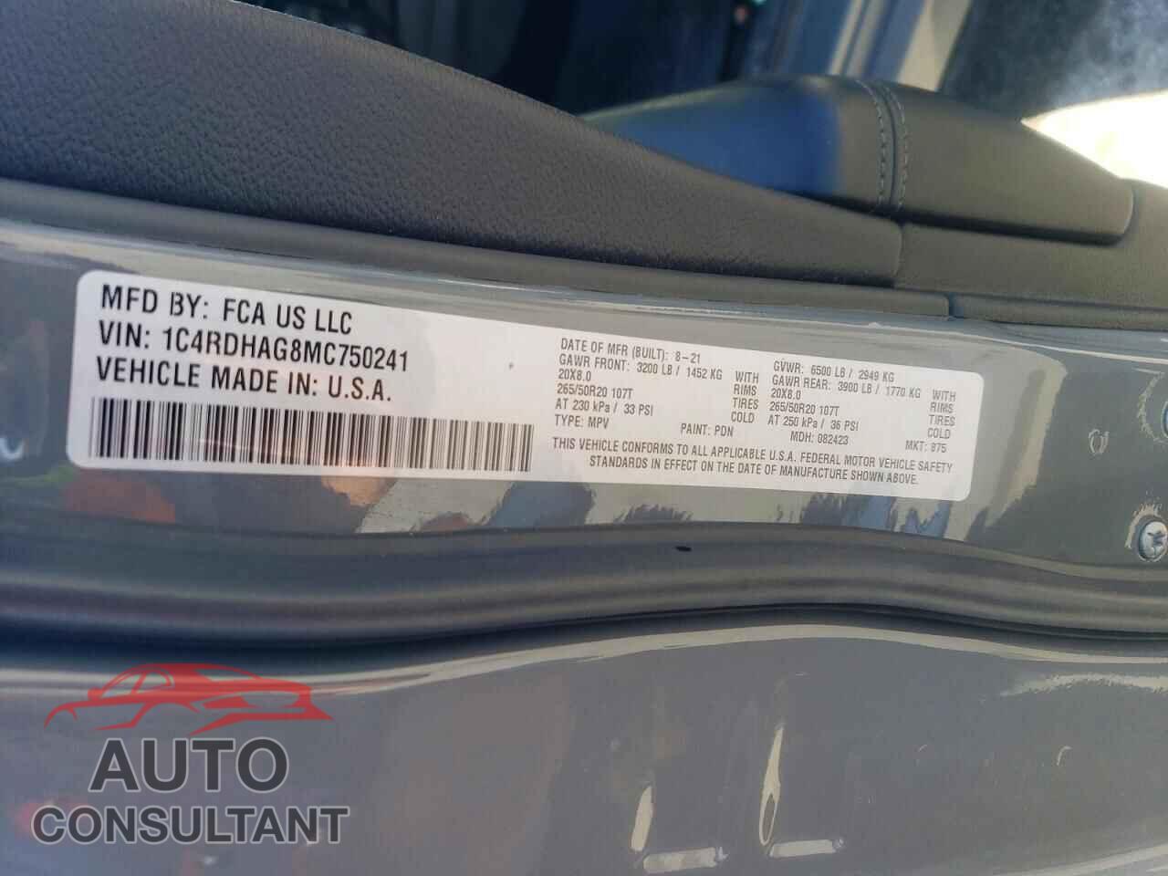 DODGE DURANGO 2021 - 1C4RDHAG8MC750241