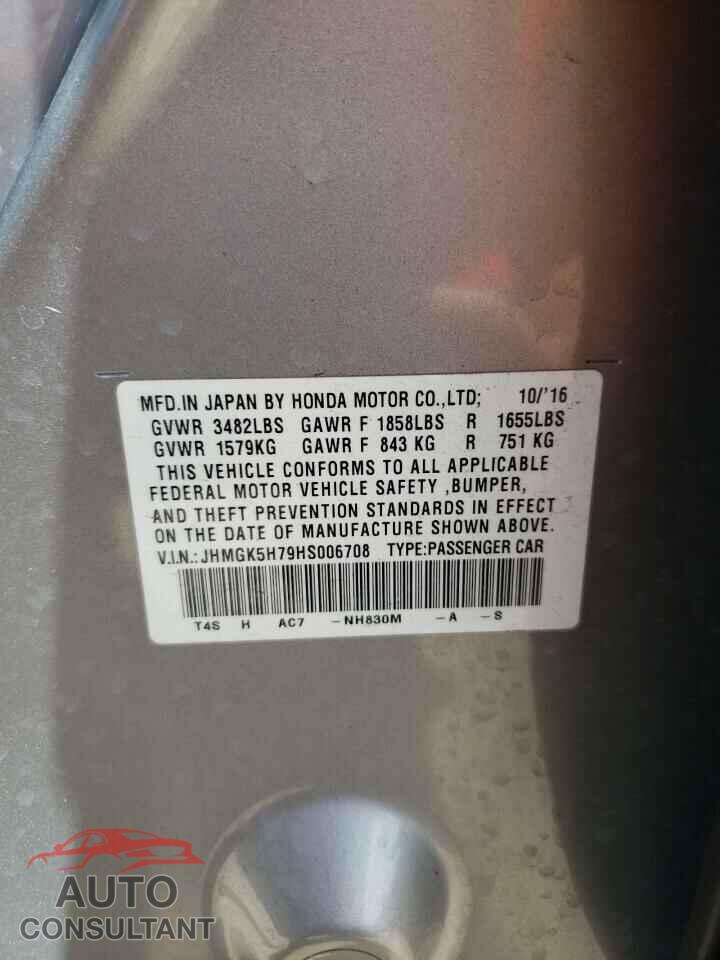 HONDA FIT 2017 - JHMGK5H79HS006708