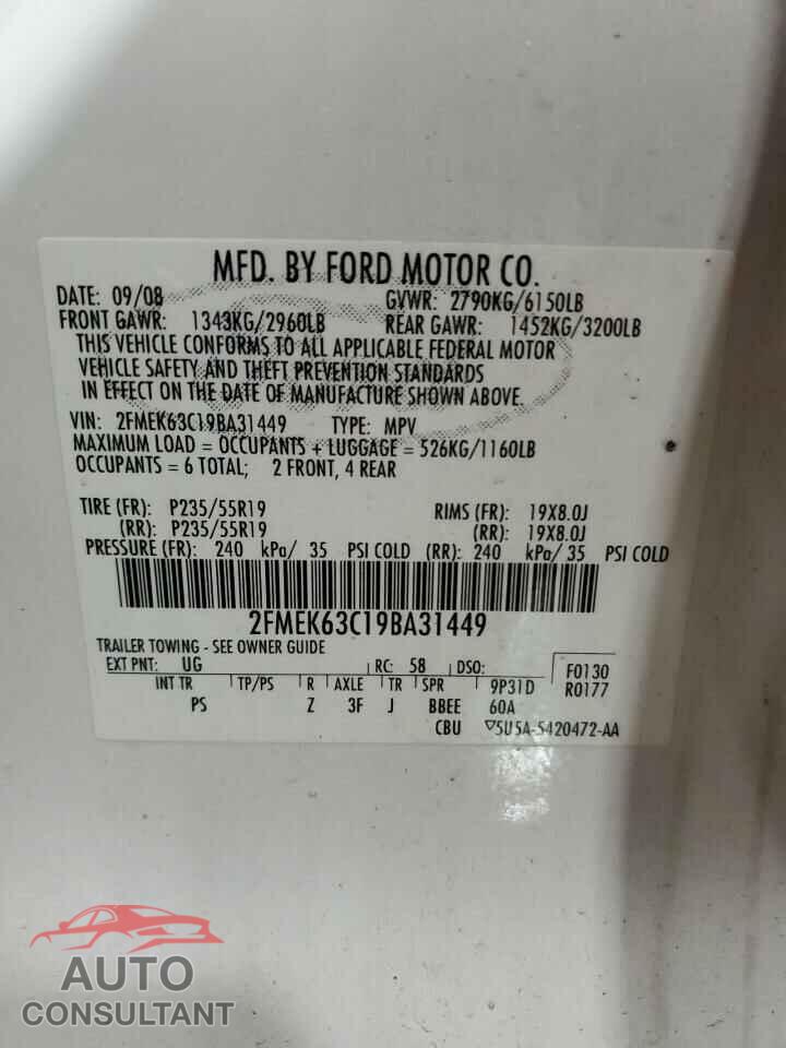 FORD FLEX 2009 - 2FMEK63C19BA31449