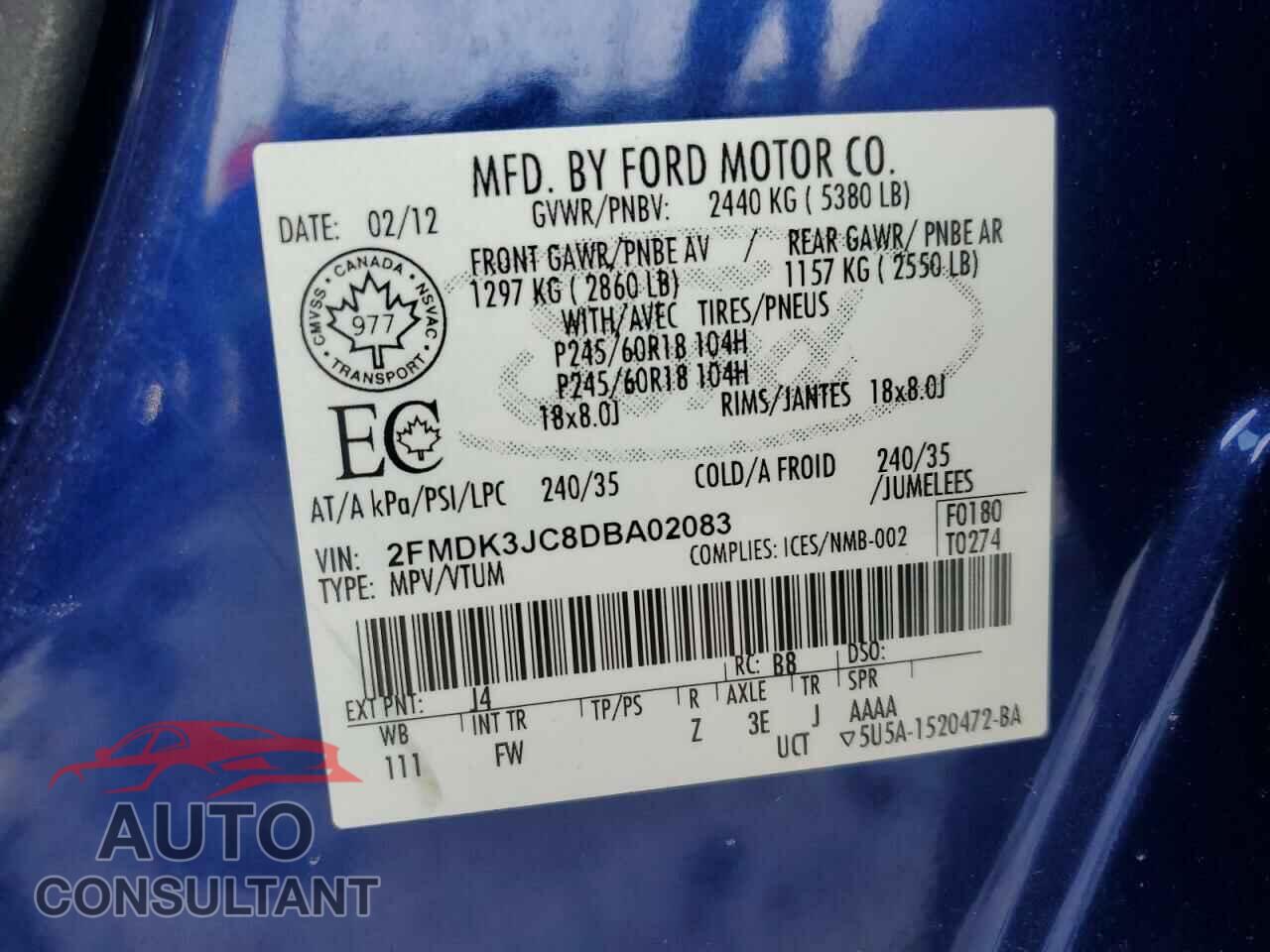 FORD EDGE 2013 - 2FMDK3JC8DBA02083