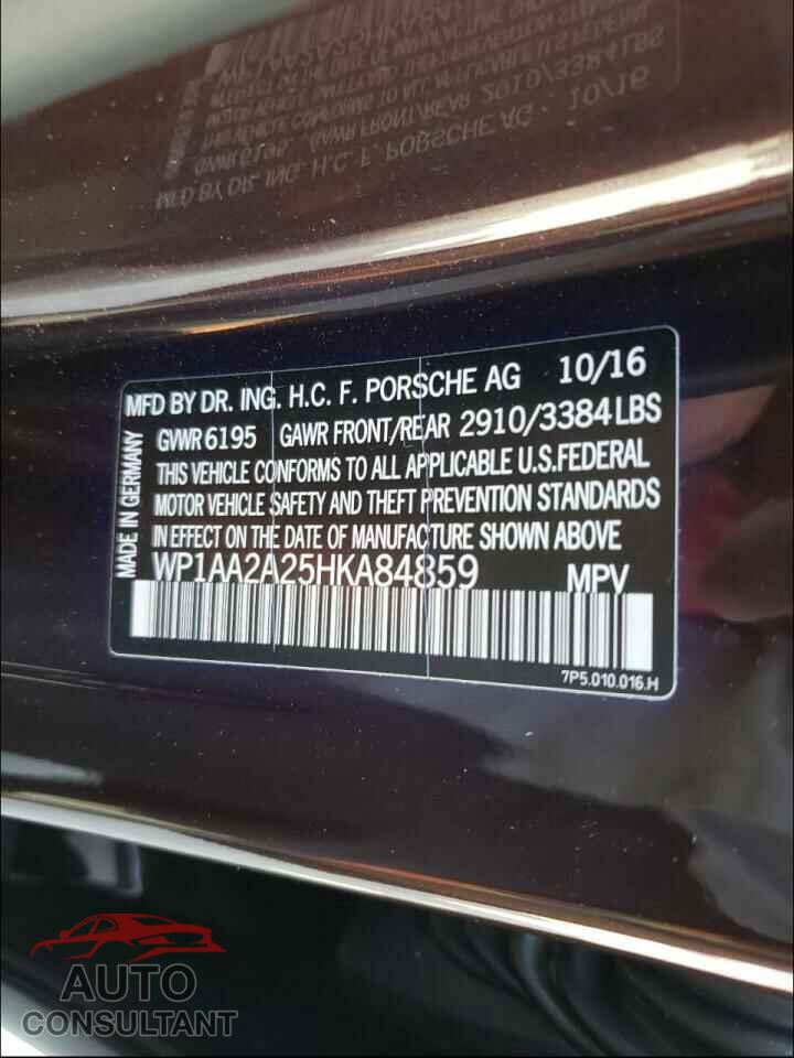 PORSCHE CAYENNE 2017 - WP1AA2A25HKA84859