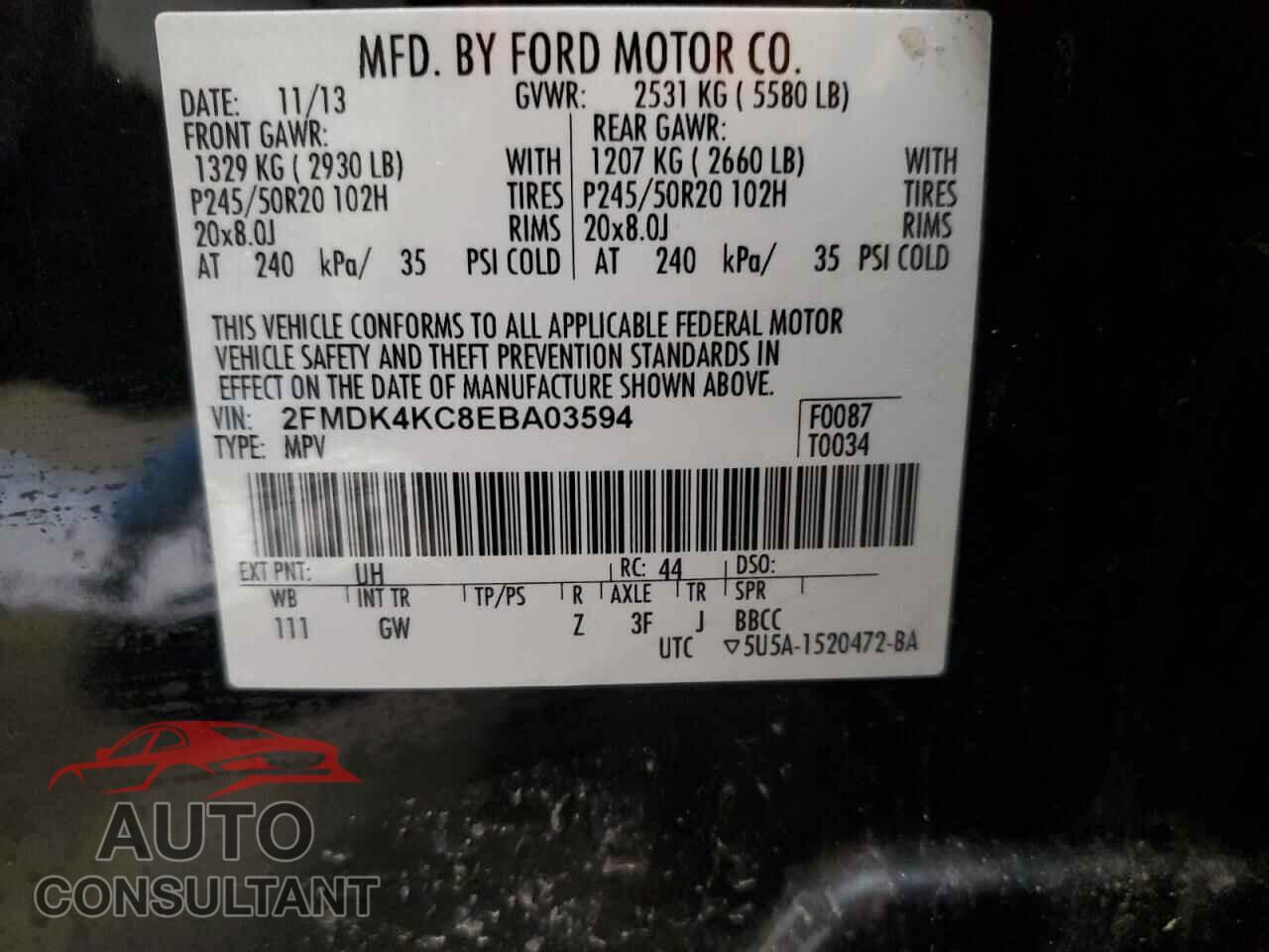FORD EDGE 2014 - 2FMDK4KC8EBA03594