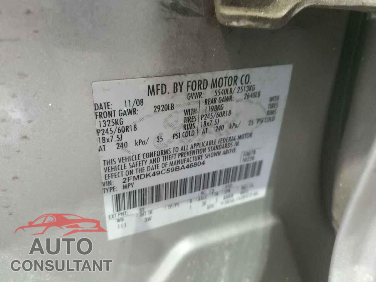 FORD EDGE 2009 - 2FMDK49C59BA46804