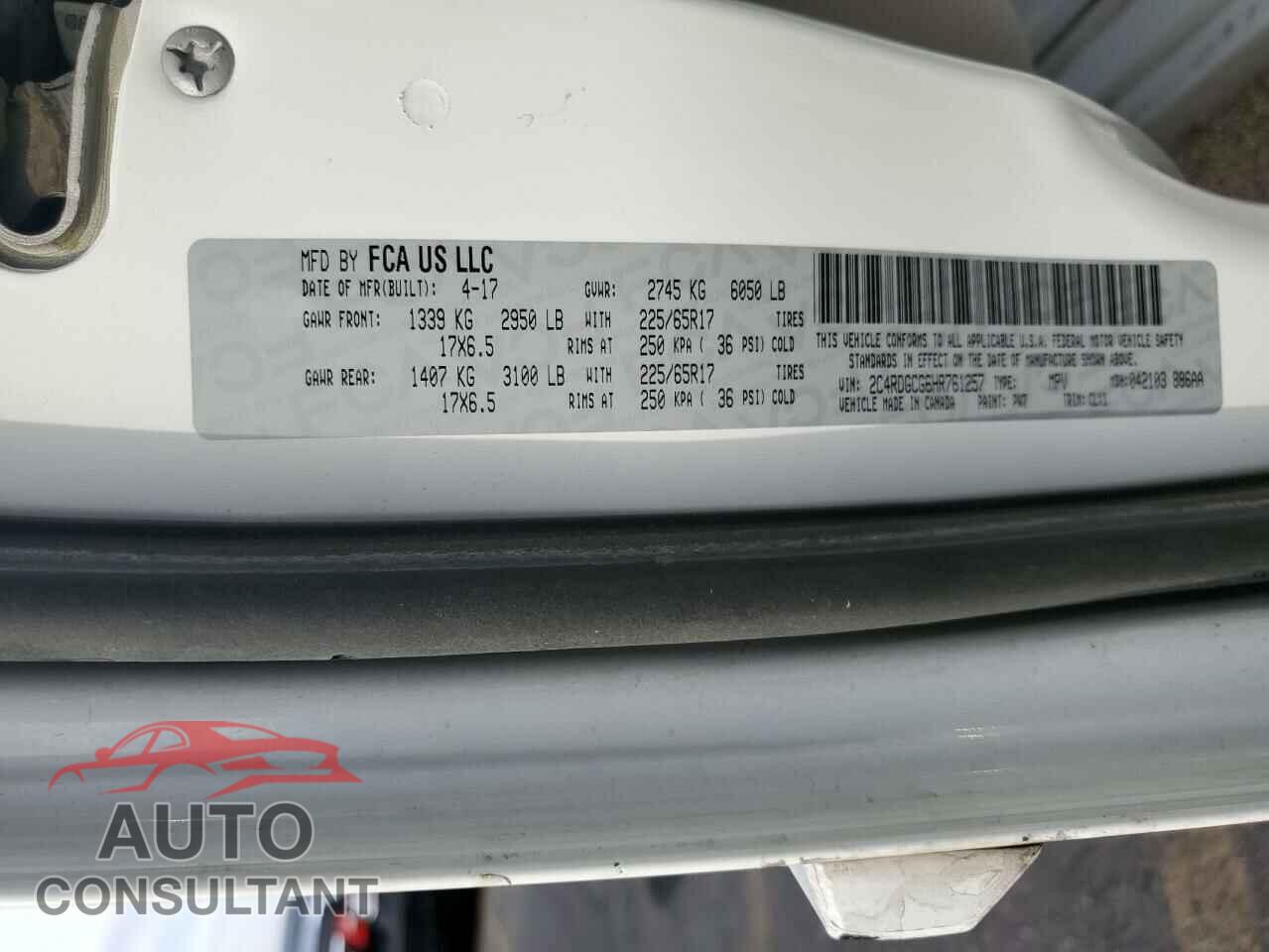 DODGE CARAVAN 2017 - 2C4RDGCG6HR761257