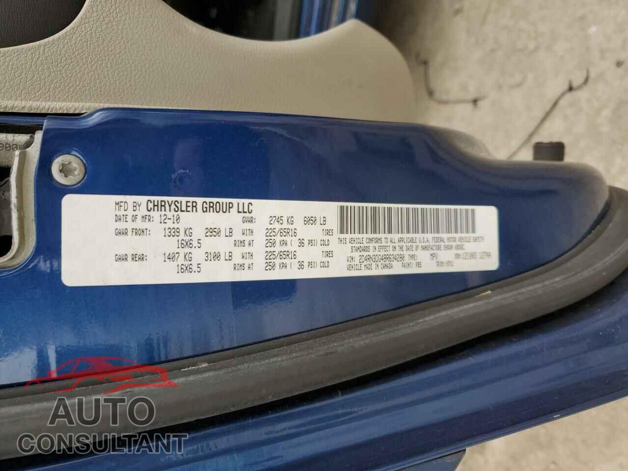 DODGE CARAVAN 2011 - 2D4RN3DG4BR634280