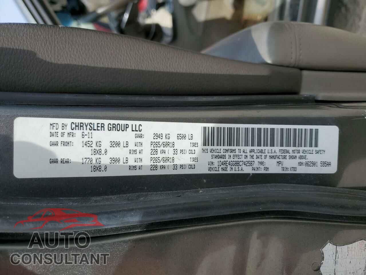 DODGE DURANGO 2011 - 1D4RE4GG8BC742587