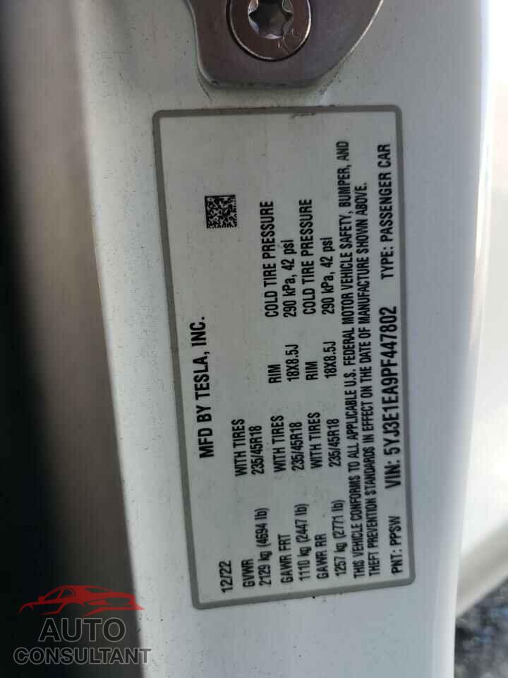 TESLA MODEL 3 2023 - 5YJ3E1EA9PF447802