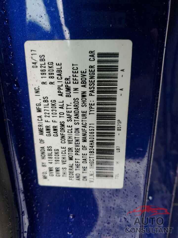 HONDA ACCORD 2017 - 1HGCT1B34HA006571