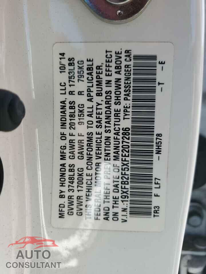 HONDA CIVIC 2015 - 19XFB2F5XFE207286