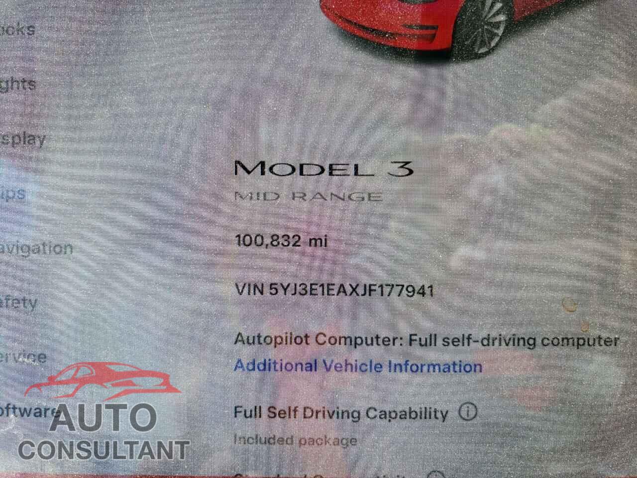 TESLA MODEL 3 2018 - 5YJ3E1EAXJF177941
