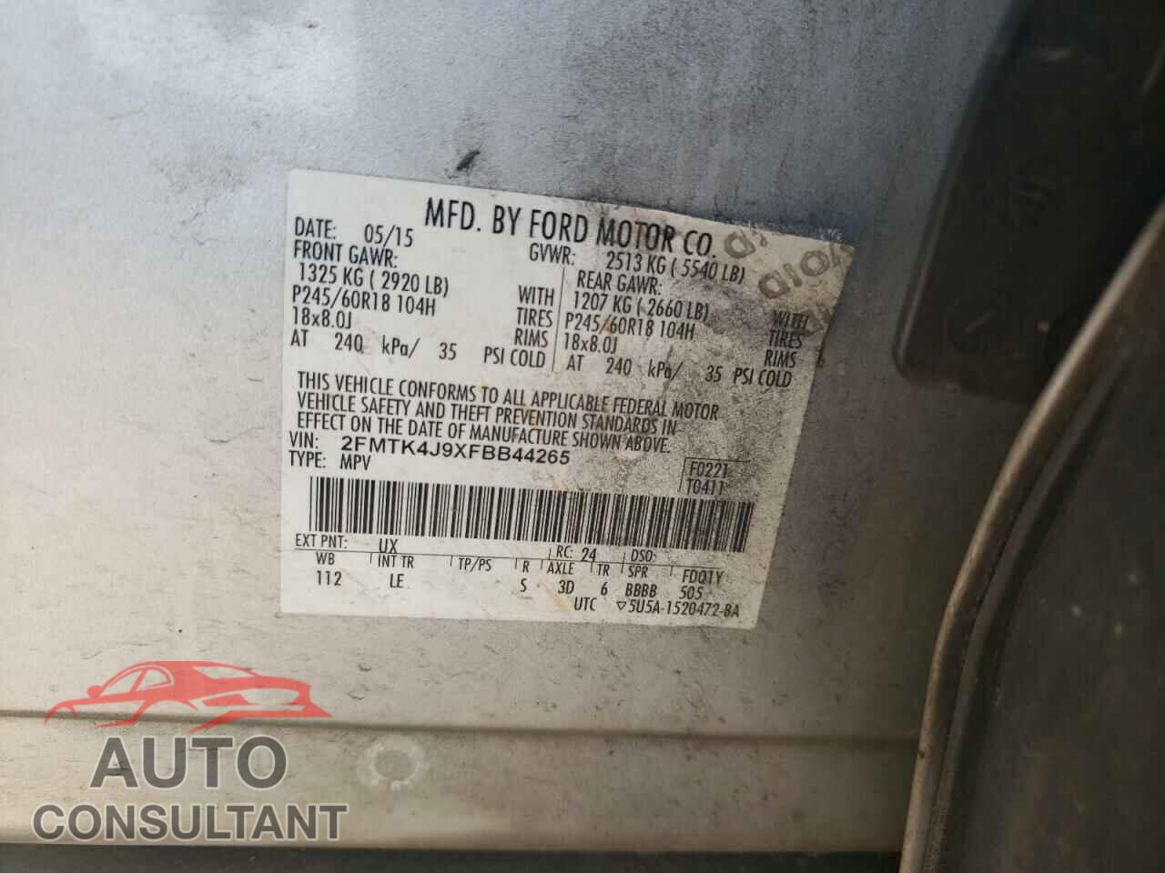 FORD EDGE 2015 - 2FMTK4J9XFBB44265