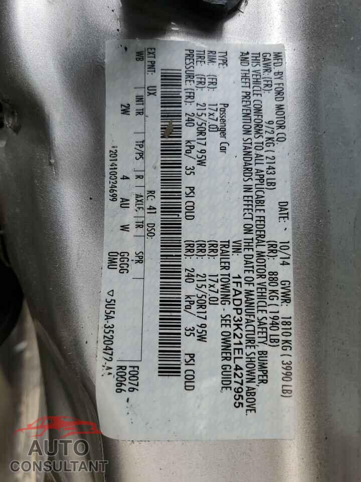 FORD FOCUS 2014 - 1FADP3K21EL427955