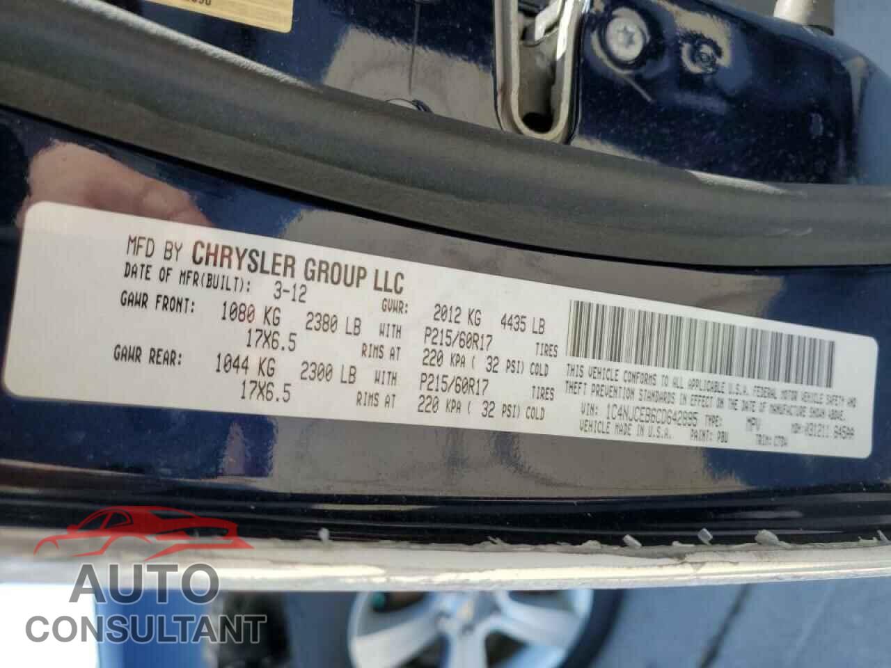 JEEP COMPASS 2012 - 1C4NJCEB6CD642895