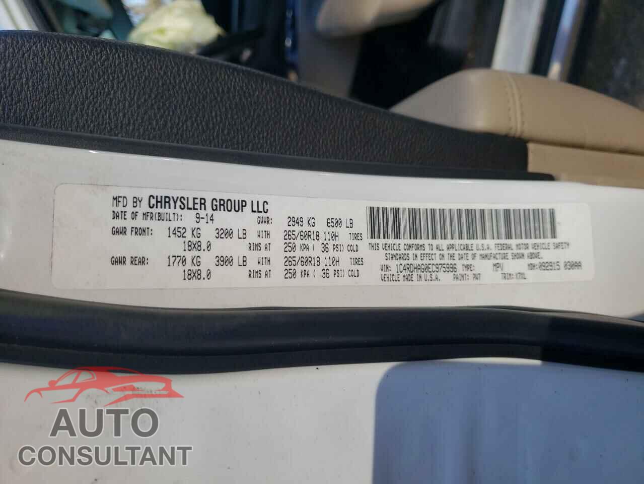 DODGE DURANGO 2014 - 1C4RDHAG0EC975996