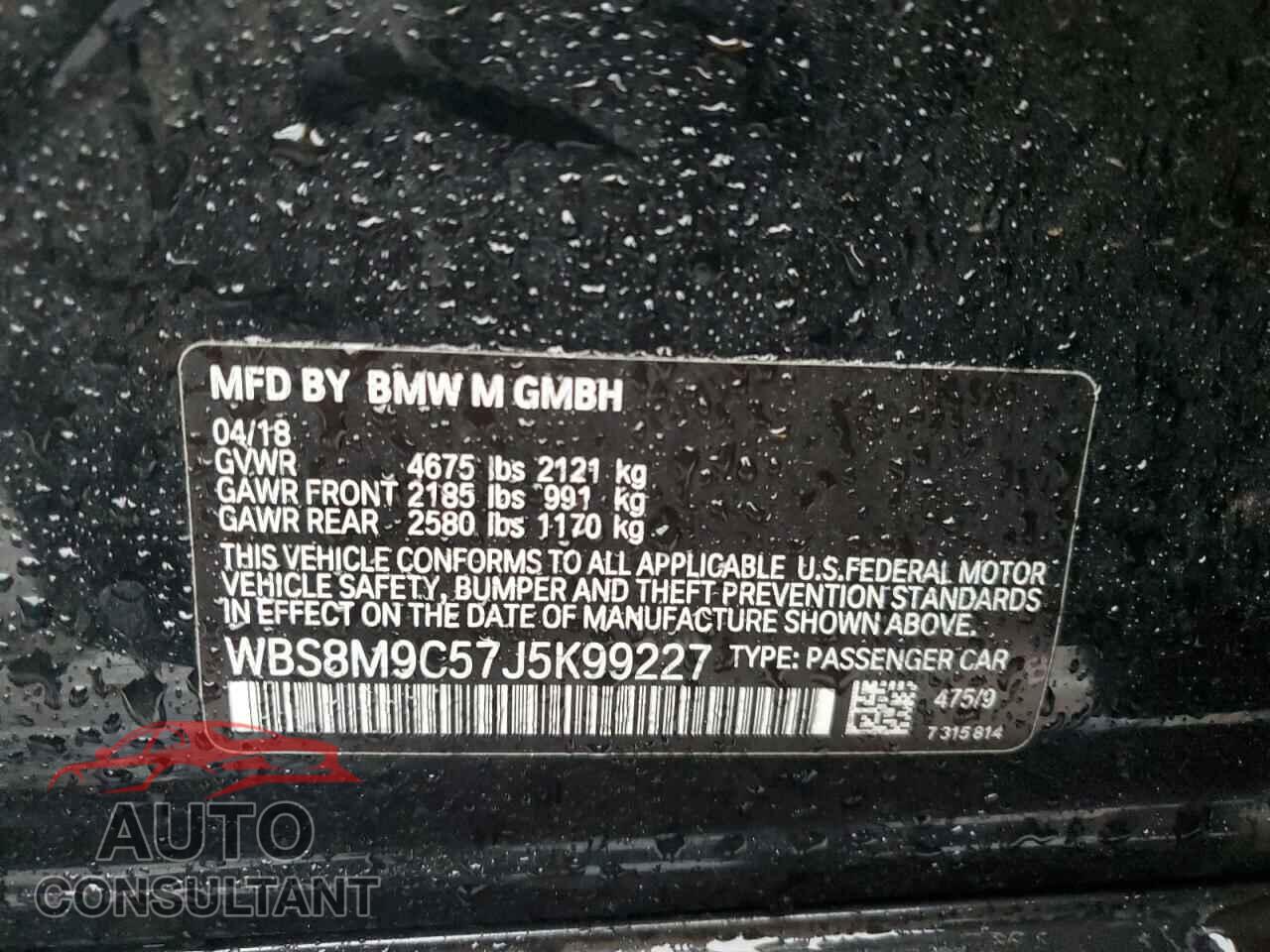 BMW M3 2018 - WBS8M9C57J5K99227