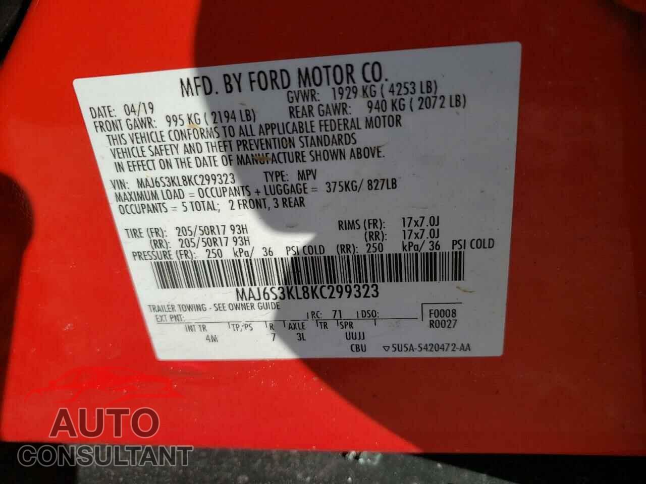 FORD ECOSPORT 2019 - MAJ6S3KL8KC299323