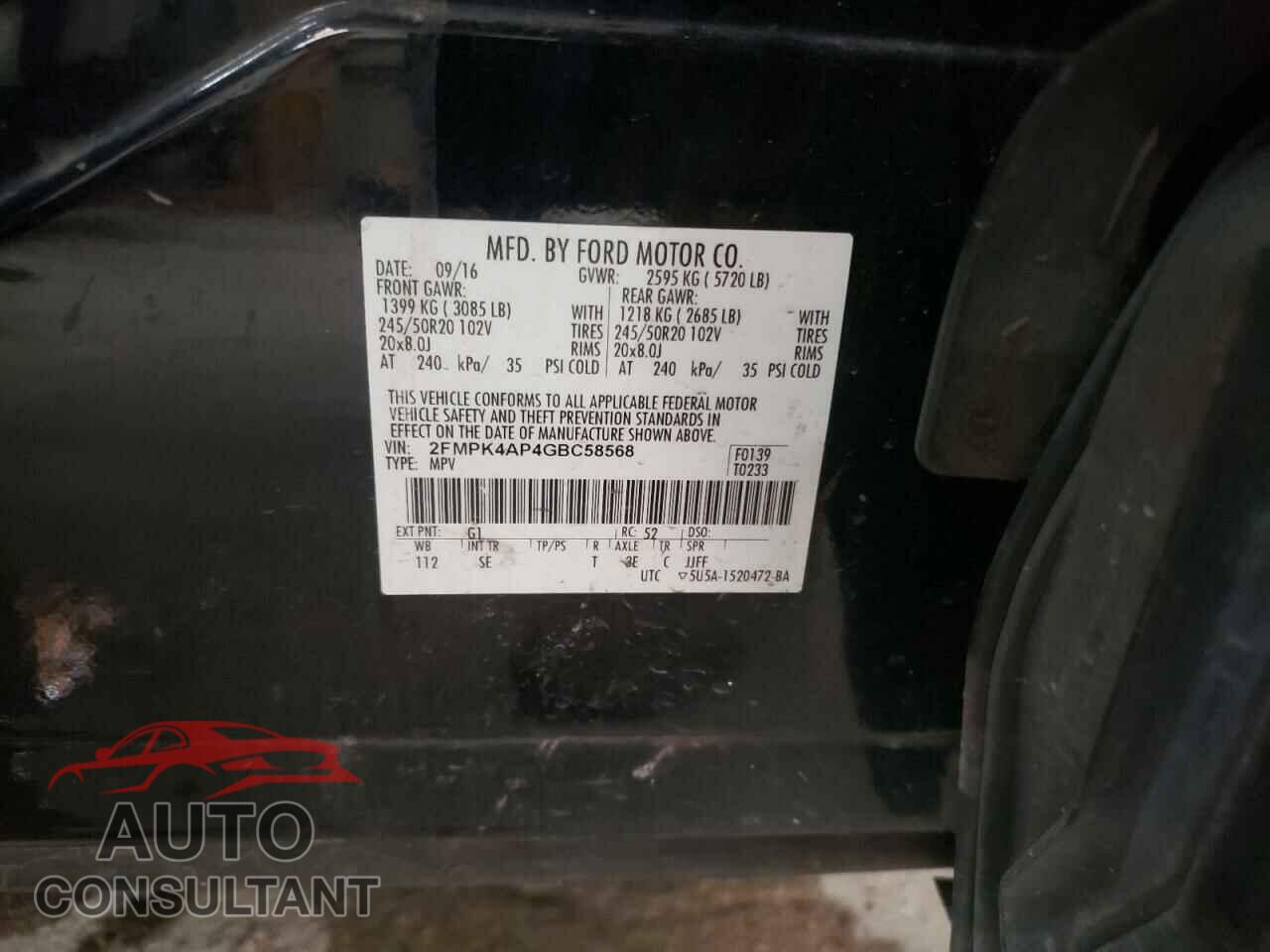 FORD EDGE 2016 - 2FMPK4AP4GBC58568