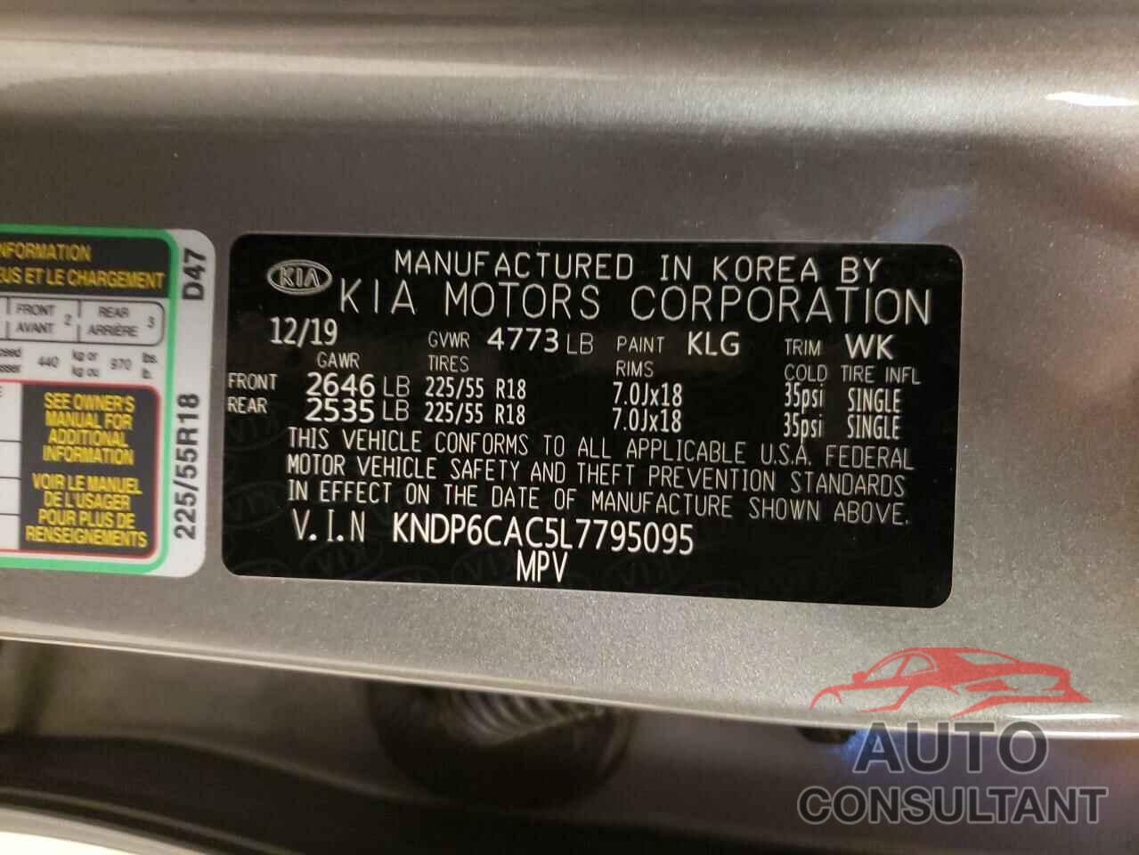 KIA SPORTAGE 2020 - KNDP6CAC5L7795095