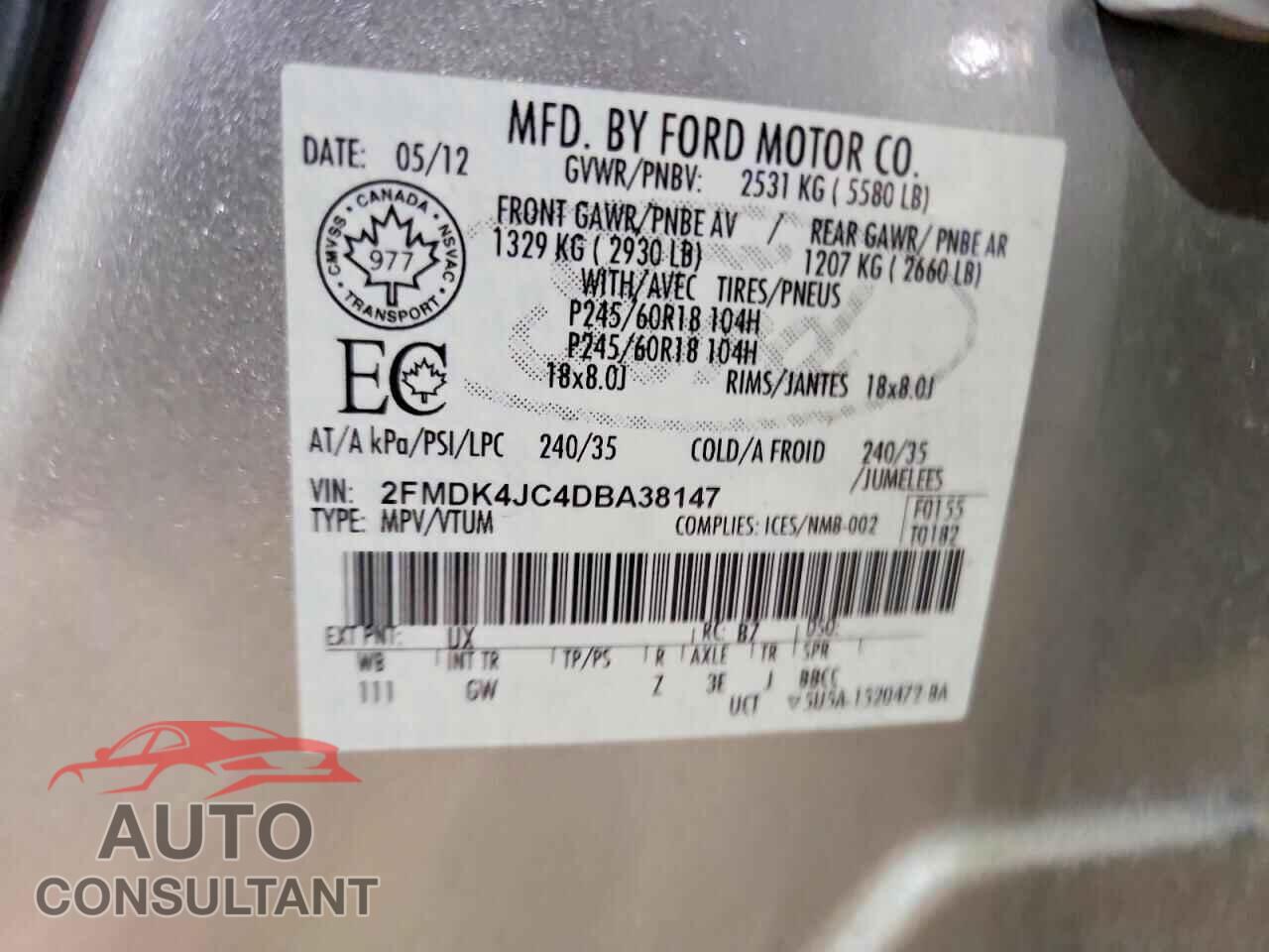 FORD EDGE 2013 - 2FMDK4JC4DBA38147