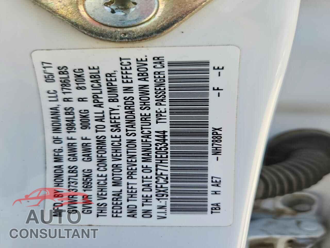 HONDA CIVIC 2017 - 19XFC2F77HE053444