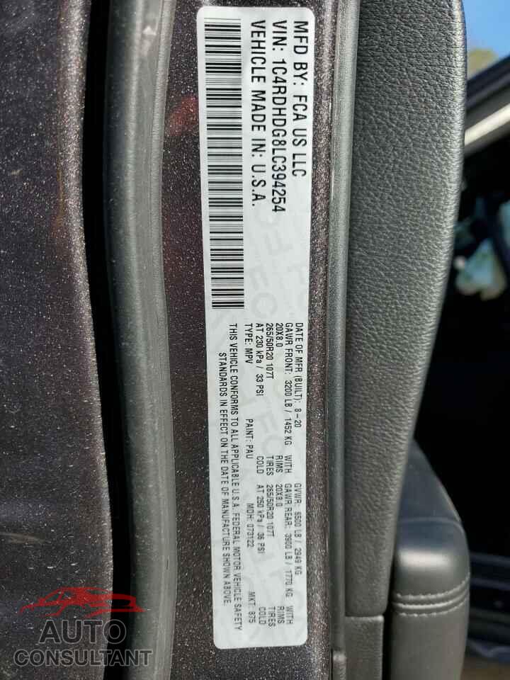 DODGE DURANGO 2020 - 1C4RDHDG8LC394254