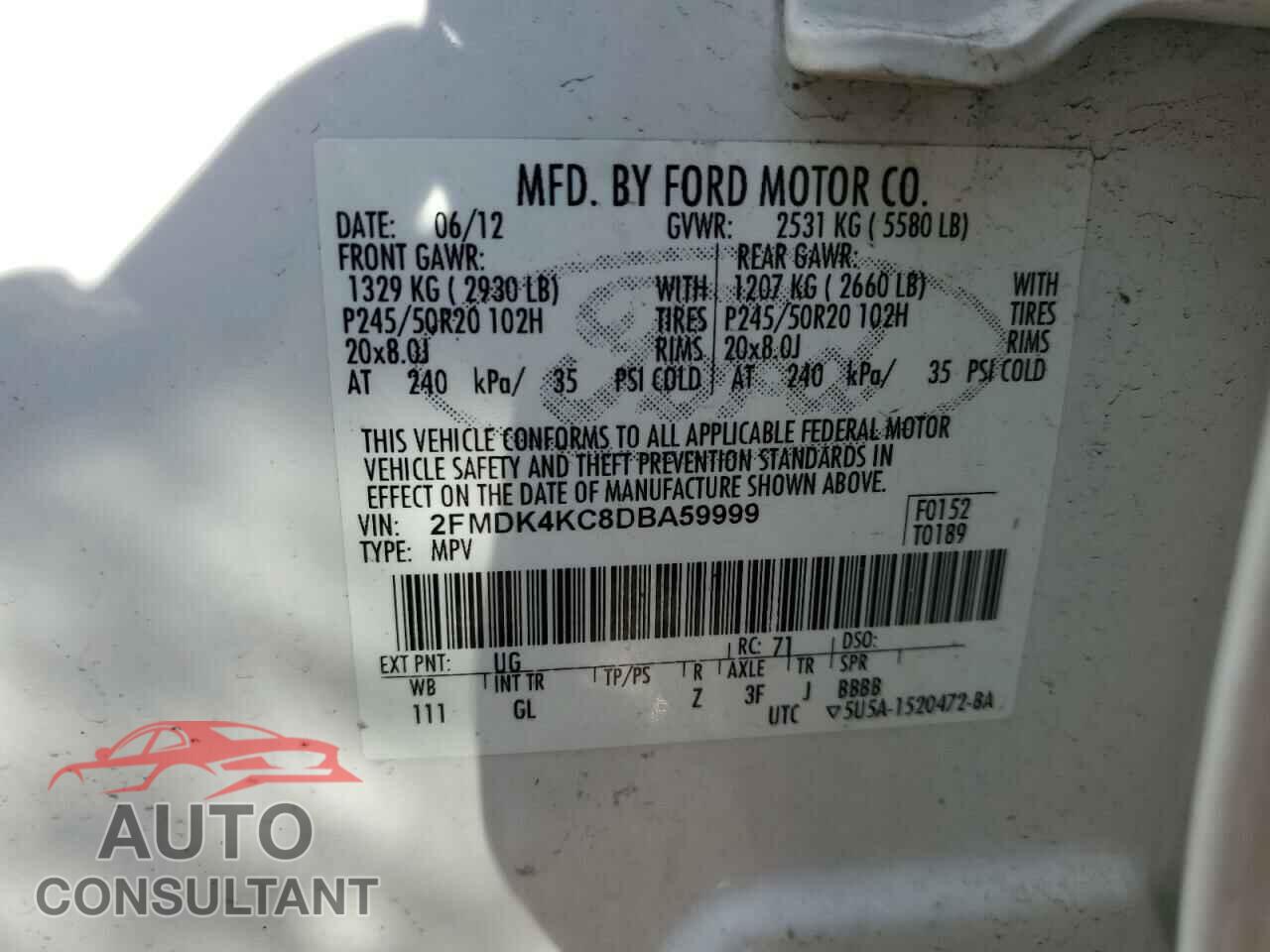 FORD EDGE 2013 - 2FMDK4KC8DBA59999