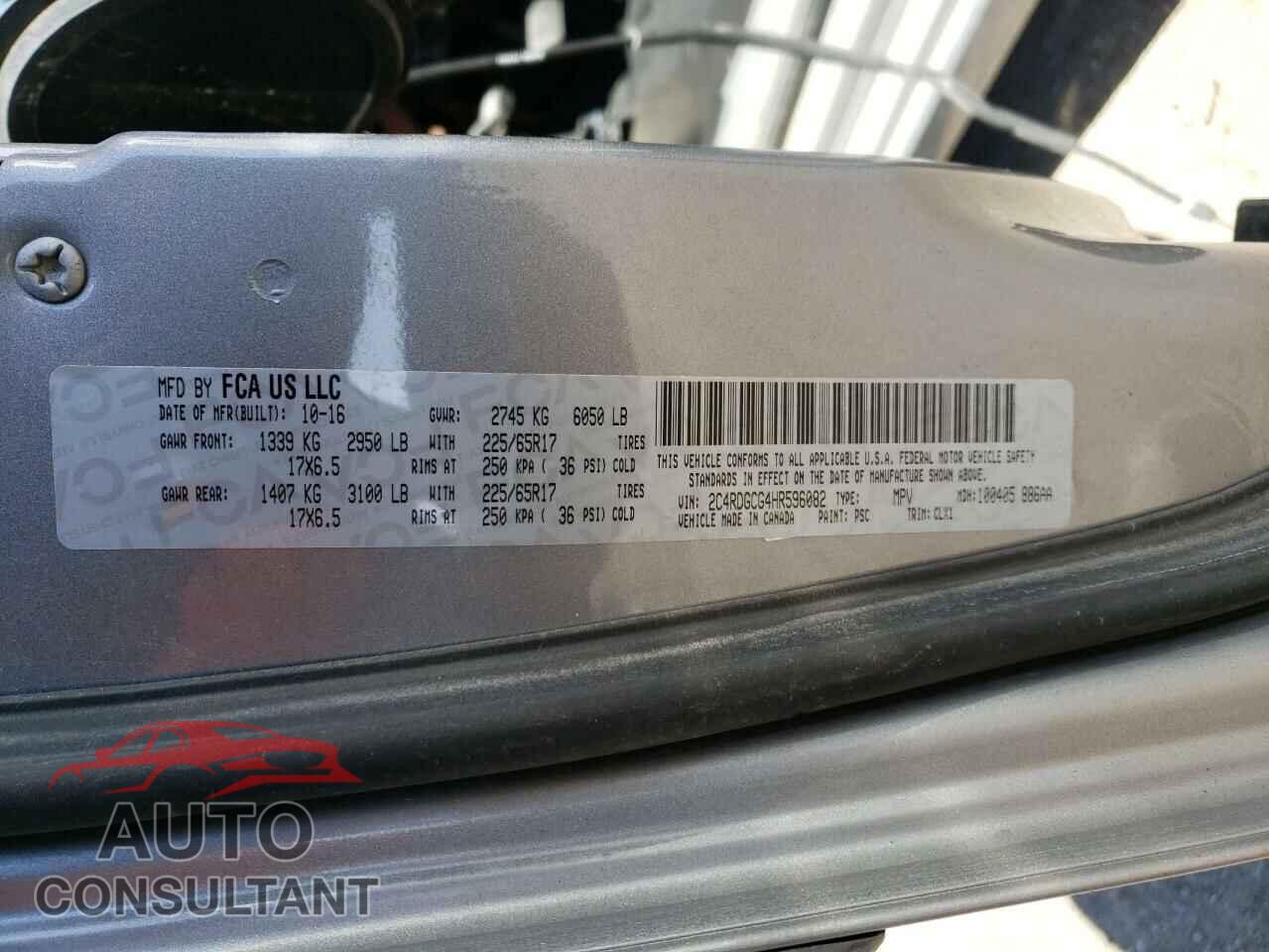 DODGE CARAVAN 2017 - 2C4RDGCG4HR596082