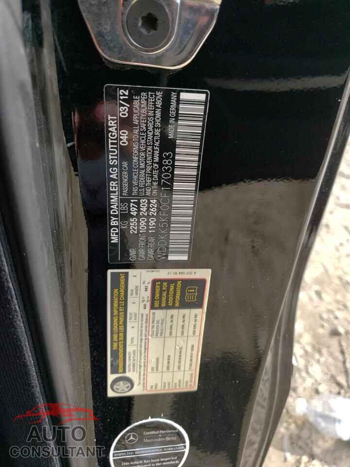 MERCEDES-BENZ E-CLASS 2012 - WDDKK5KF0CF170383