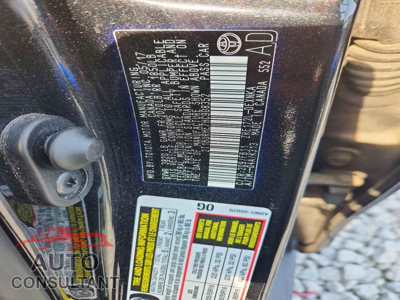 TOYOTA COROLLA 2017 - 2T1BURHE7HC908352