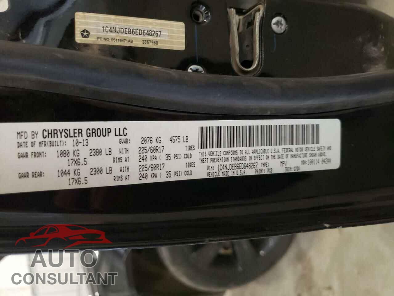 JEEP COMPASS 2014 - 1C4NJDEB6ED648267