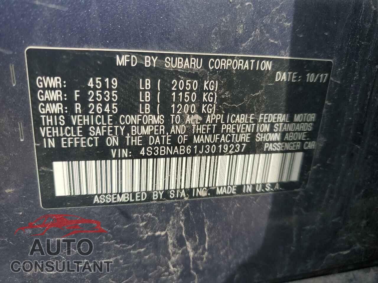 SUBARU LEGACY 2018 - 4S3BNAB61J3019237