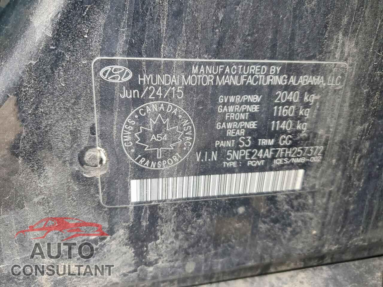 HYUNDAI SONATA 2015 - 5NPE24AF7FH257372