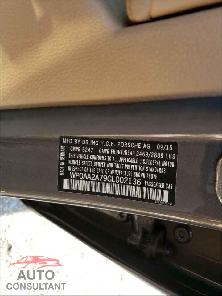 PORSCHE PANAMERA 2016 - WP0AA2A79GL002136