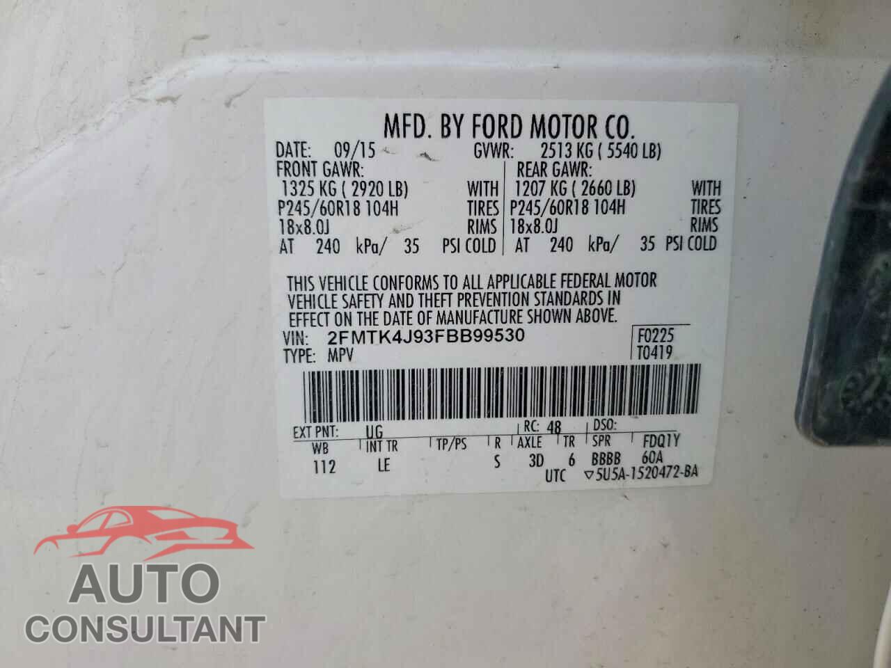 FORD EDGE 2015 - 2FMTK4J93FBB99530
