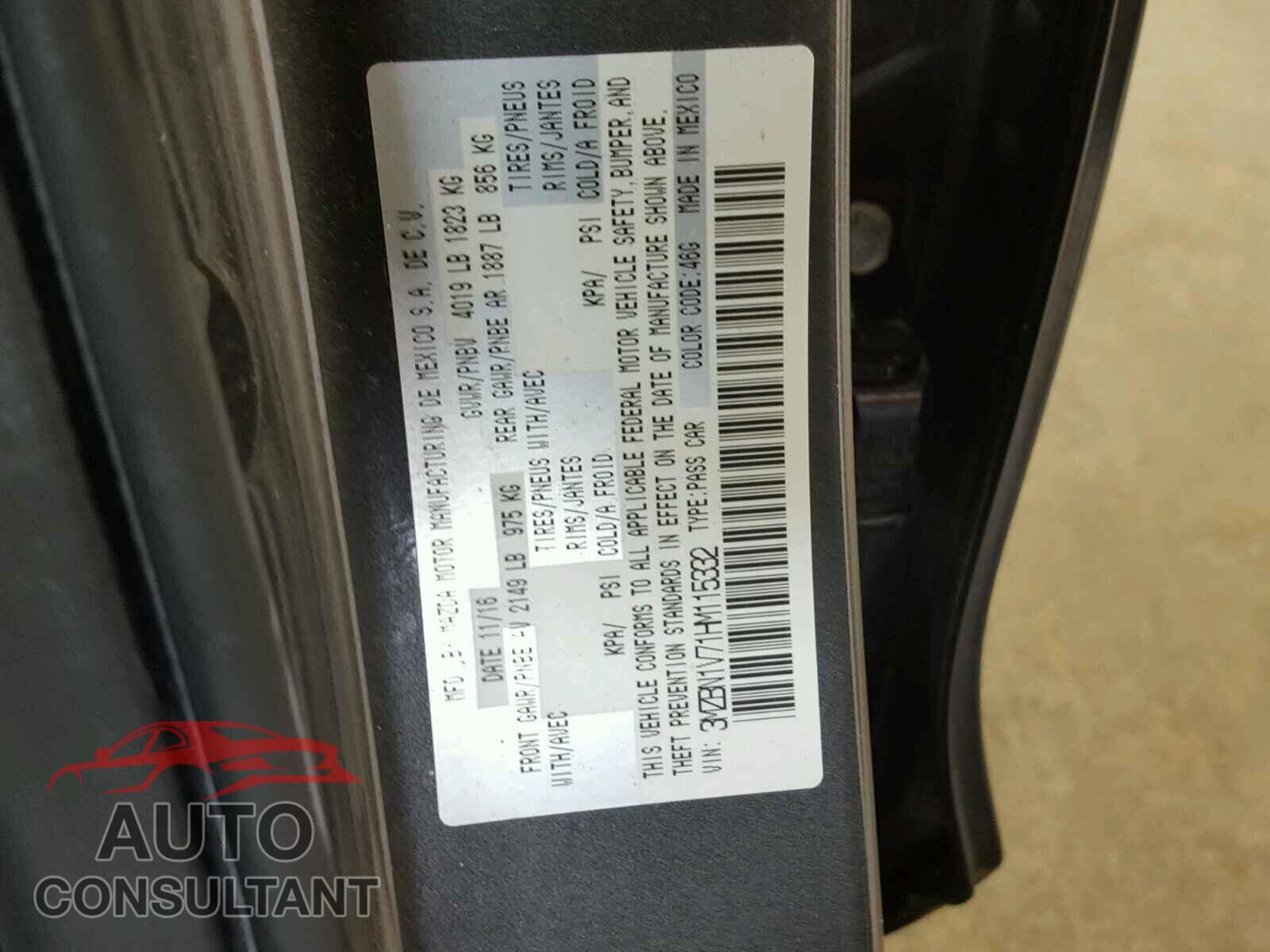 MAZDA 3 2017 - 3MZBN1V71HM115332