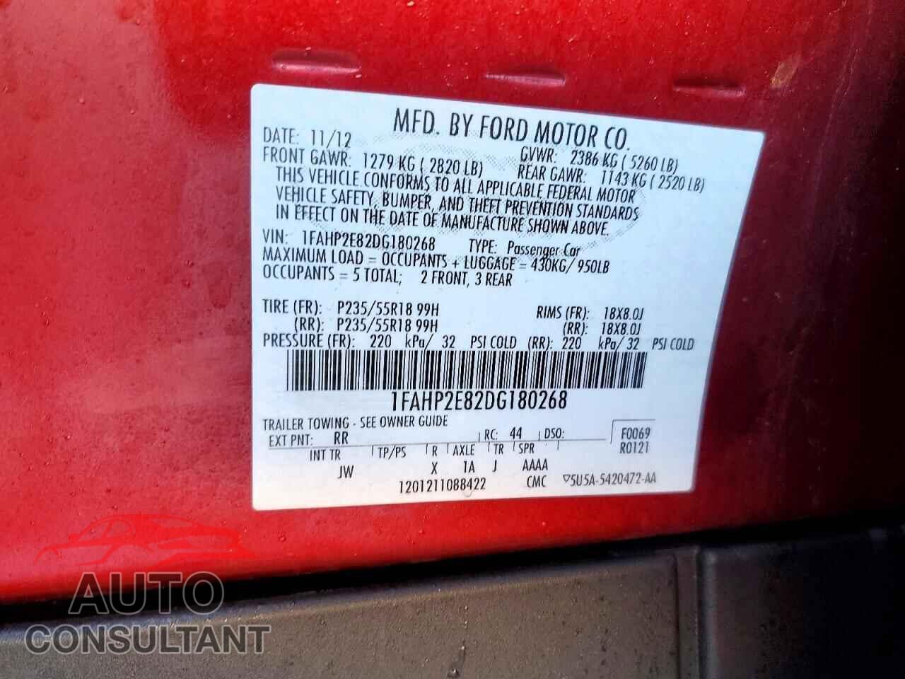 FORD TAURUS 2013 - 1FAHP2E82DG180268