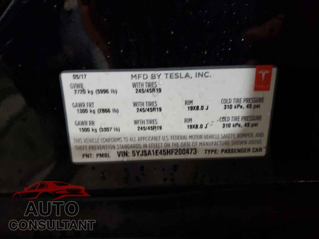 TESLA MODEL S 2017 - 5YJSA1E45HF200473
